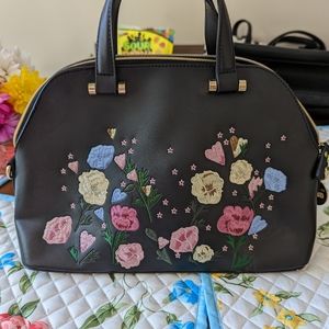 Black & floral purse